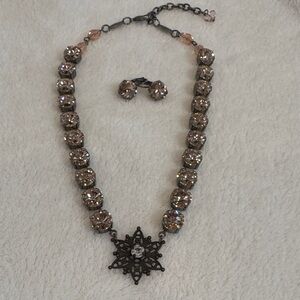 Elegant Champagne Pink Necklace and Earring Set